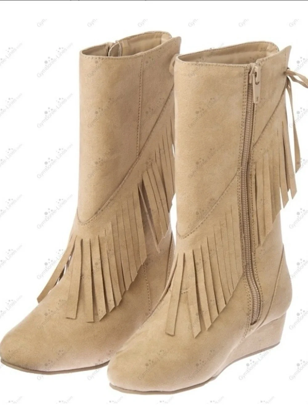 Gymboree Girls Tan Fringe Faux Suede Wedge Boots Size 10
